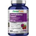 NusaPure Liver & Kidney Support with Cranberry Fruit & Milk Thistle Extract 650 mg 60 Capsules Non-GMO Soyfree Dietary Supplement