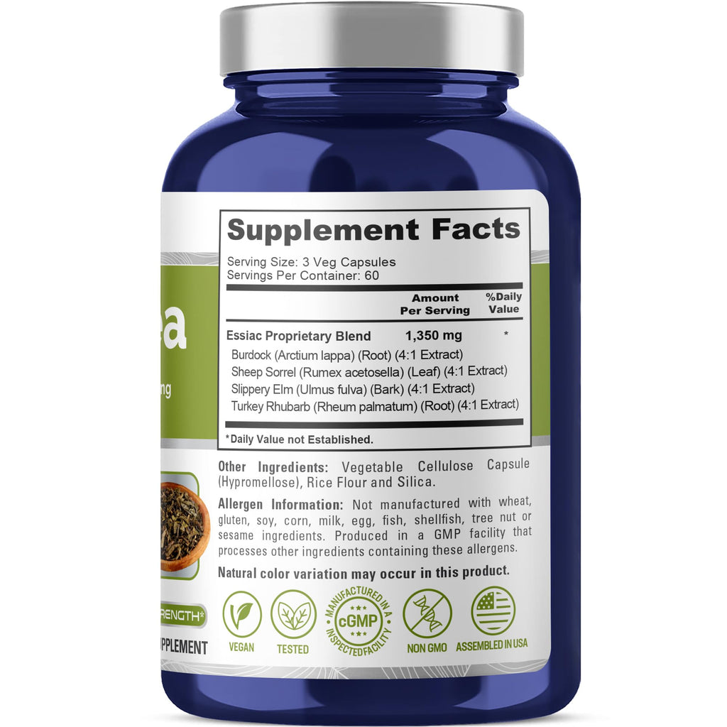 NusaPure Essiac Tea 1350 mg 180 Veggie Caps (Vegetarian, Non-GMO)