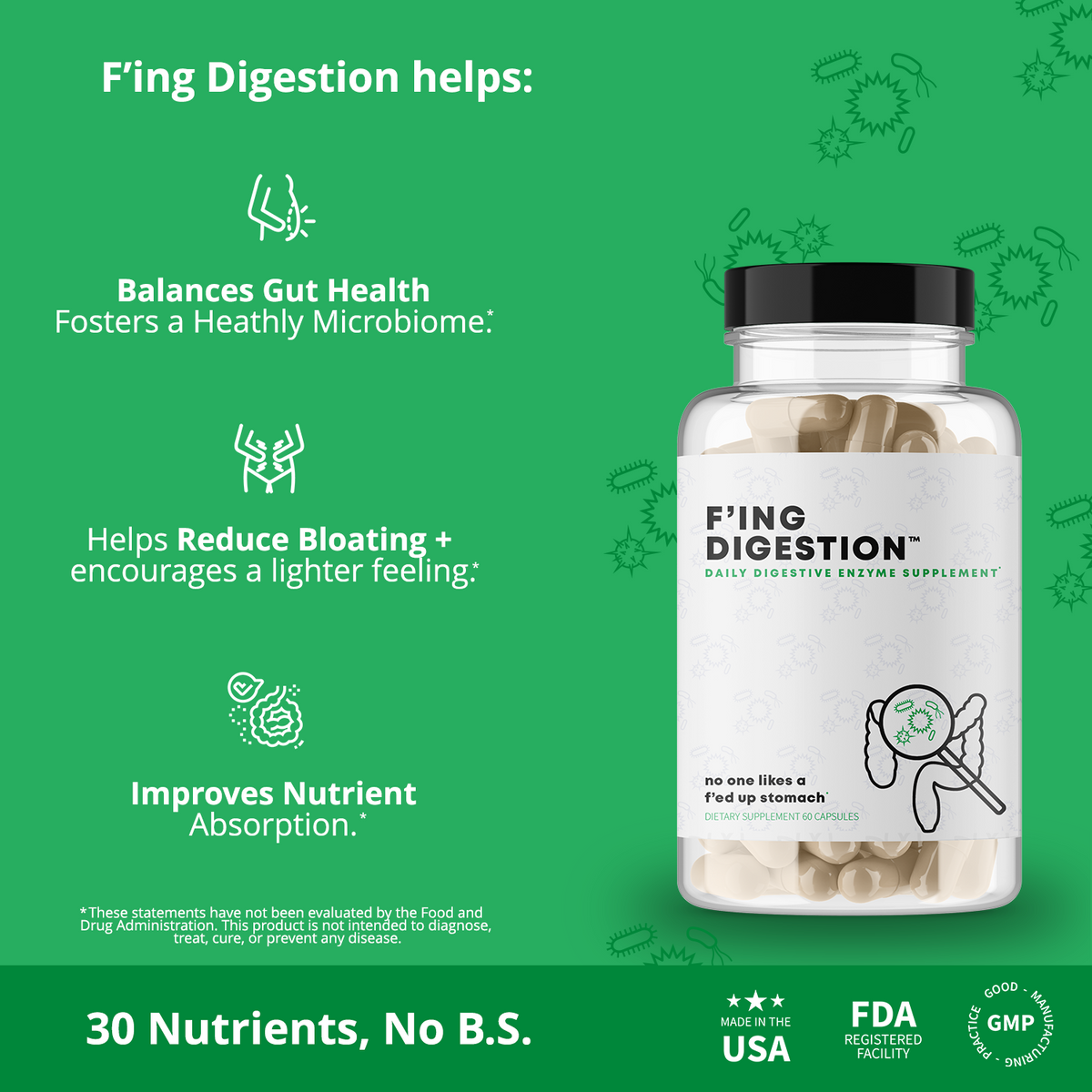 F'ing Digestion - Daily Digestive Enzyme + Probiotic Supplement