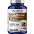 NusaPure French Maritime Pine Bark 30:1 Extract, 400 mg Per Veggie Caps 200-Day Supply, Bioperine (Non-GMO & Vegan)
