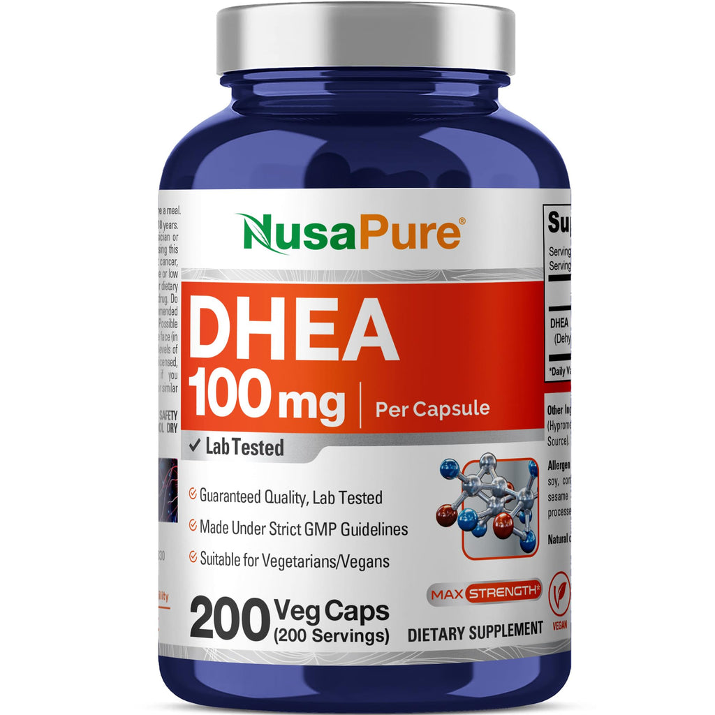 NusaPure DHEA 100mg 200 Veggie Capsules (Vegetarian, Non-GMO)