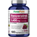 NusaPure Resveratrol & Polyphenol Complex 1450mg 180 Vegetarian Caps (Non-GMO, Vegan) Vitamin C